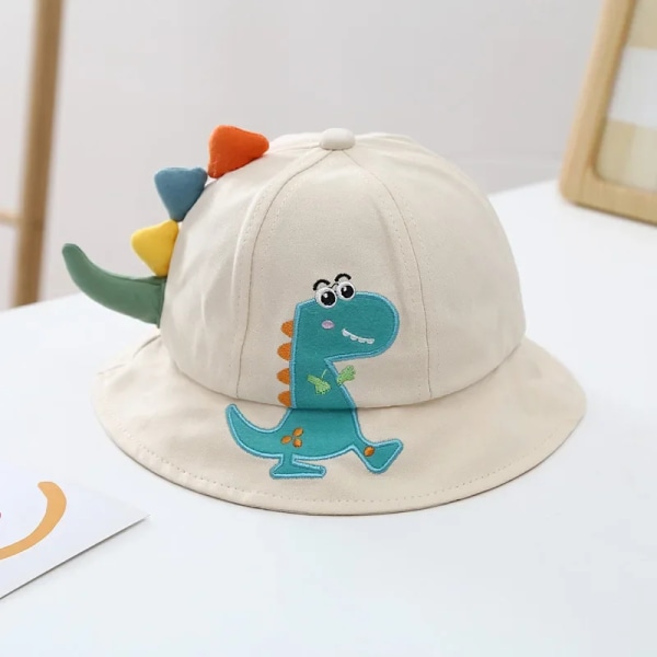 Ny tecknad dinosaurie baby för flickor Pojkar Panama Toddler Bred brätte UV Cap utomhus Barn Fiskarhatt 02 sky blue 50cm(1 to 3 years)