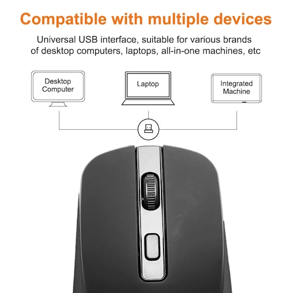 Trådlös mus för spel, ergonomisk 1600DPI 4 knappar mus för MacBook surfplatta dator PC bärbar dator tillbehör 2.4G USB mus möss black