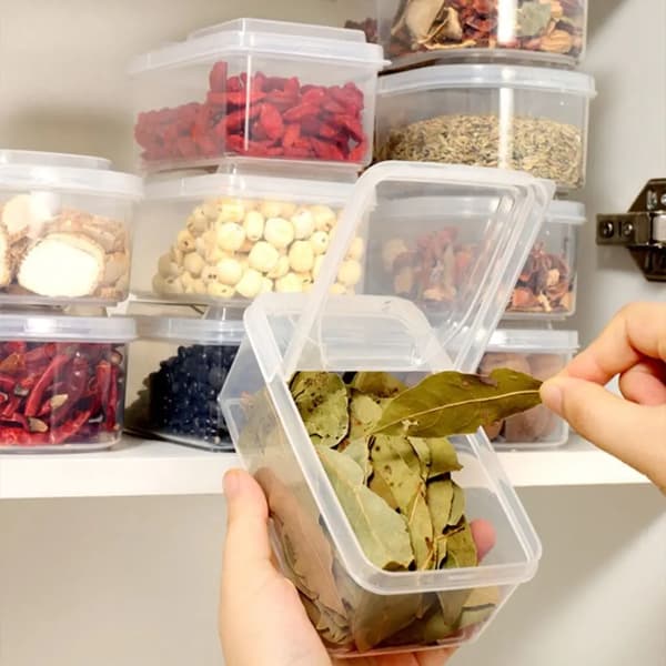 Förseglad Rektangulära Kylskåp Förvaringslåda Med Låg Plast Trasparent Crisper Food Containers Stackable Innehållslådor 500ml square