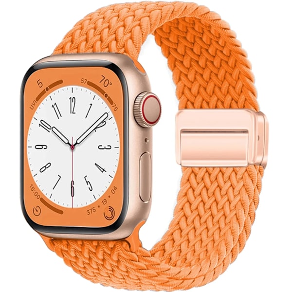 Flätat armband för Apple Watch Band 44mm 40mm 45mm 49mm 41mm 38 spänne Armband iWatch Series se 7 3 6 8 9 Ultra 2 Magnetiskt Band Orange 42 44 45 46 49mm