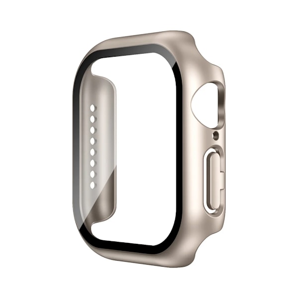 Härdat Glas+Skal För Apple Watch 38mm 40mm 41mm 42mm 44mm 45mm 46mm Skärmskydd Skyddande Fodral iWatch 10 8 7 9 6 SE 5 starlight Series 7 8 9 45MM