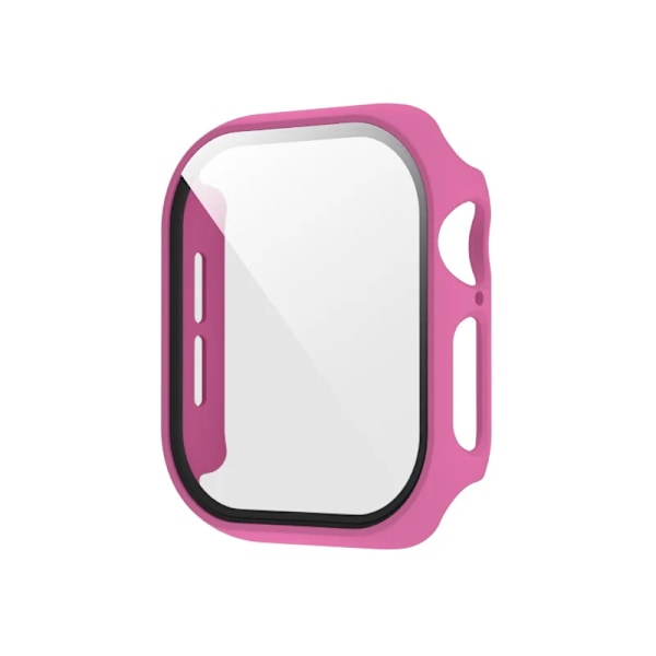 Härdat Glas+Skal för Apple Watch 45mm 41mm 40mm 44mm 42mm 46mm Skyddande Skal PC Stötfångarram För iWatch 10 SE 9 8 7 6 5 4 Rose red 41mm Series 7 8 9