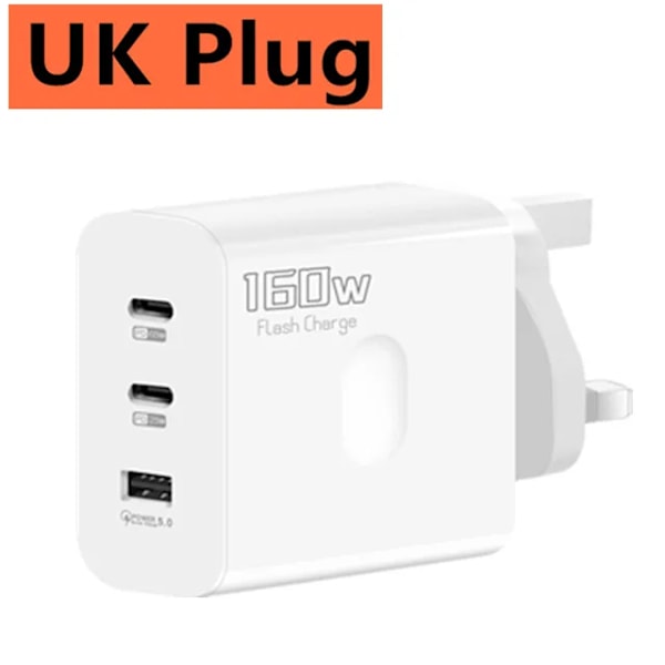 160W USB-laddare USB Typ C Snabbladdningsadapter Snabbladdning 3.0 PD Mobiltelefonladdare för iPhone Samsung Xiaomi Redmi OPPO RSA