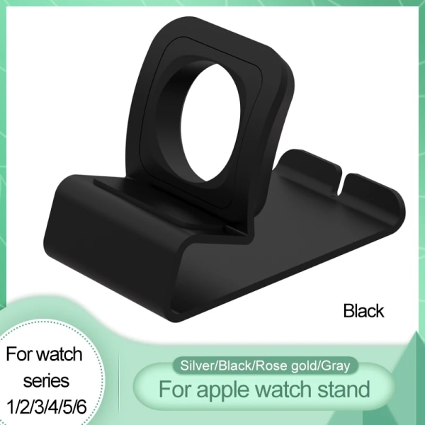 Aluminium silikonfäste Laddare Dockningsstation Laddningshållare för apple watch Stand Series SE/6/5/4/3/2/1Charging Cradle Stand Black