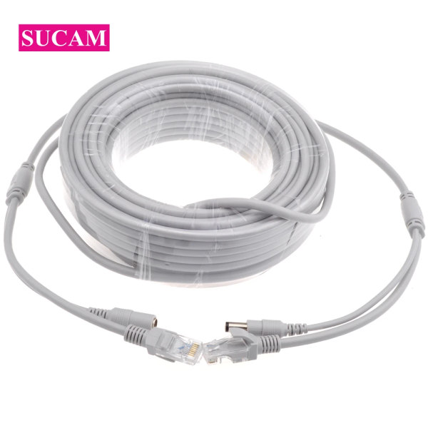 Kabel Ethernet CAT5/CAT-5e RJ45 + DC, kabel för kamera réseau IP, system för vidéosurveillance NVR, 5M/10M/15M/20M/30M 20 Meters