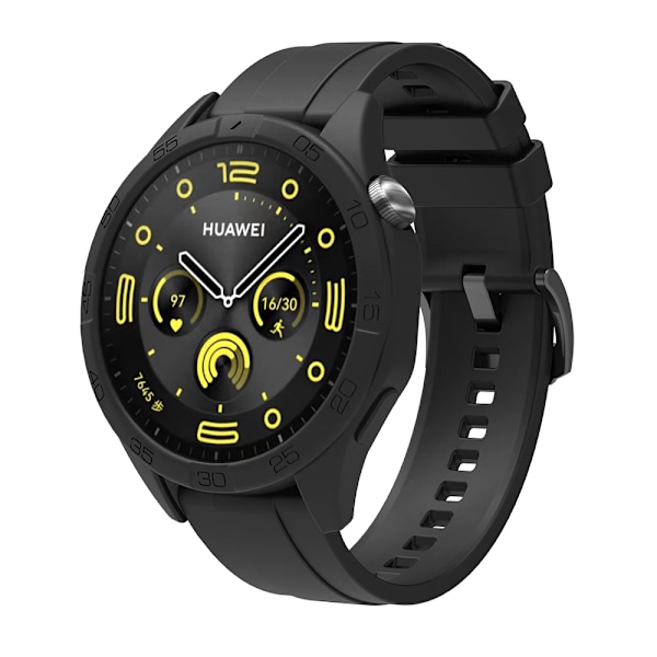 Silikonarmband för Huawei Watch GT4 GT5 46mm Ersättningsarmband + Skyddsfodral Black Bundle Huawei GT4 GT5 46mm