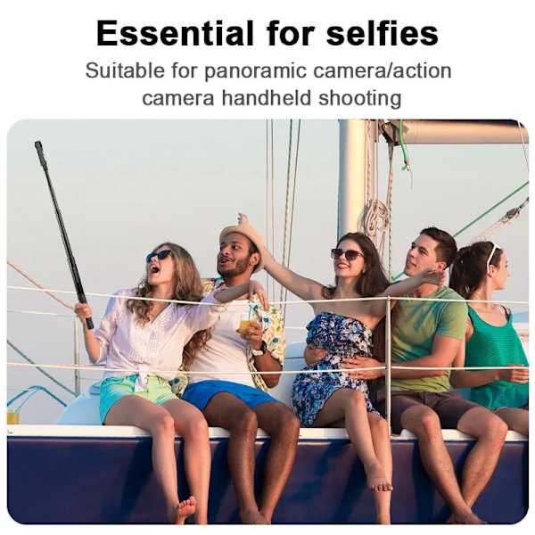 Osynlig förlängd selfiestick i kolfiber för Insta360 X3 GO3 Action 4-tillbehör för DJI GoPro 13 12 9 Selfiestick Mini selfie stick