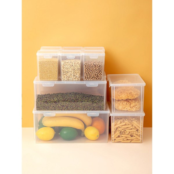Kök Förvaringslåda Matbehållare Förseglad Crisper Grains Förvaringslåda Mathink Plast Fuktsäker burk S