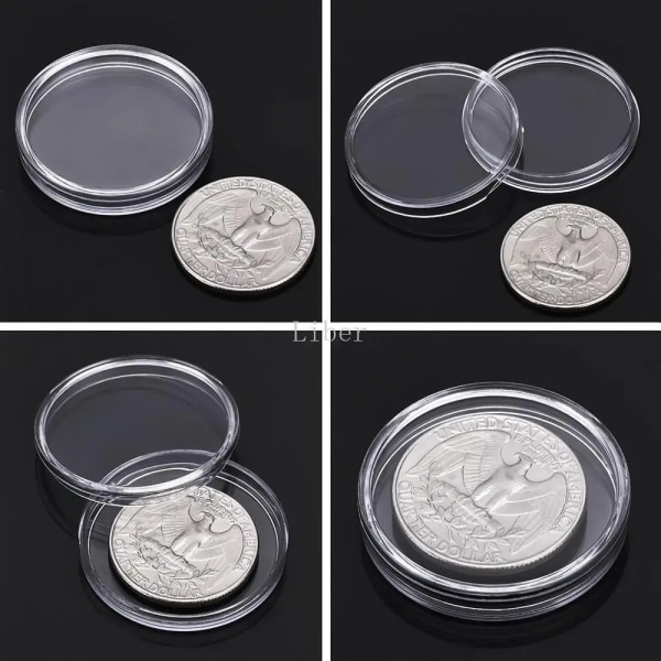 100 st genomskinlig case 27mm 30mm Transparent förvaringslåda för samlarmynt för minnesmyntmedaljbehållare 27mm