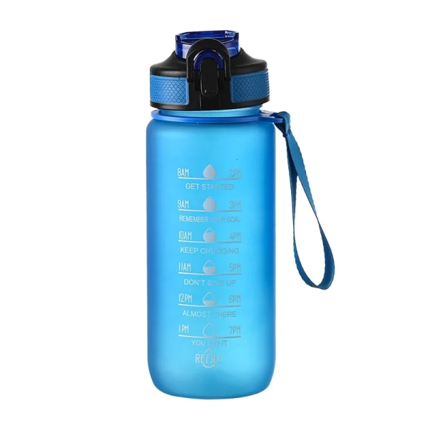 1 liters vattenflaska Motiverande Sport Vattenflaska Läcktäta flaskor Dricka Utomhus Resor Gym Fitness Kannor för köksmuggar 700ml Blue