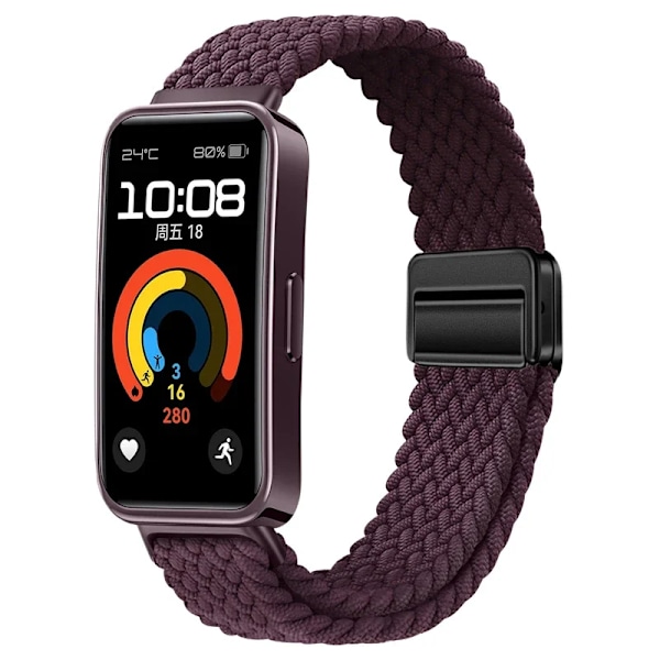 Nylonflätat armband för Huawei Band 10 9 8 Justerbart magnetspänne Armbandsur Huanwei Band 10/9/8 Tillbehör correa Wine red For Huawei Band 8