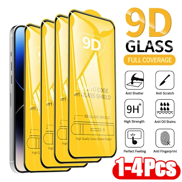 1-4 st 9D Skyddsglas för iPhone 16 15 11 12 13 14 Pro Max 15Plus Skärmskydd för iPhone XR X XS MAX Härdat Glas For iphone 16 Plus 3PCS