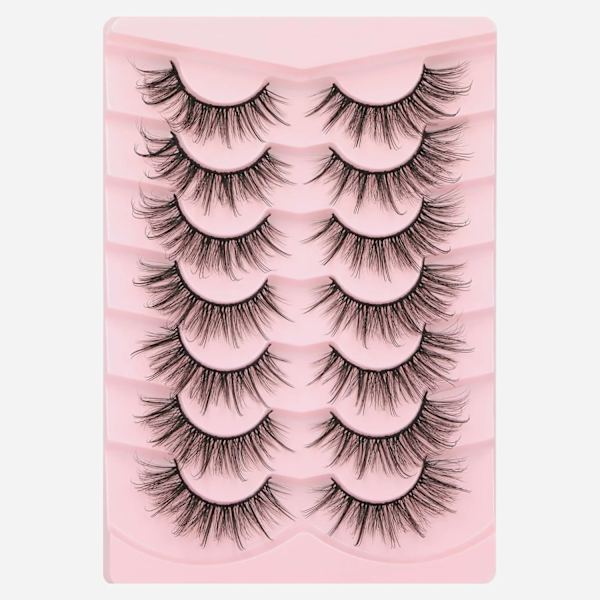Falska Ögonfransar Fluffy Faux Mink Lashes Wispy Fe Katt Ögon Lashes Spiky Strip Lashes Förlängning Naturlig Volym Fake Lashespaket CC