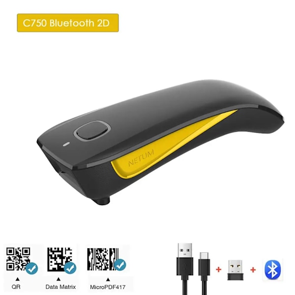 NETUM C750 Bluetooth QR 2D Streckkodsläsare OCH C830 Trådlös Laser 1D USB Streckkodsläsare för IOS Android Windows Mobilbetalning C750 Bluetooth 2D