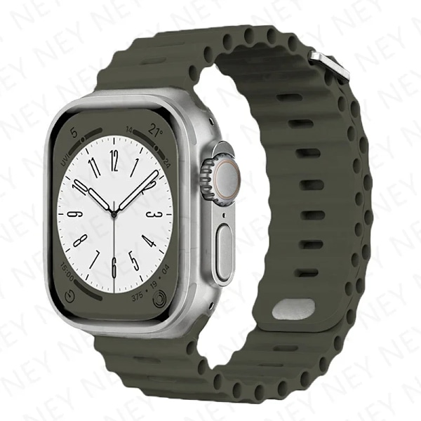 Ocean armband för Apple Watch Ultra 2 Band 49mm 9 8 7 45mm 41mm Silikonarmband Armband iWatch 6 5 4 3 SE 44mm 40mm 42mm band 16 olive green 42mm 44mm 45mm 49mm