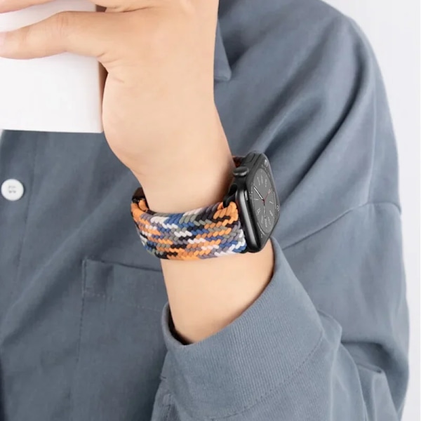 Flätat armband för Apple Watch Band 44mm 40mm 45mm 49mm 41mm 38 spänne Armband iWatch Series se 7 3 6 8 9 Ultra 2 Magnetiskt Band Black Rainbow 42 44 45 46 49mm