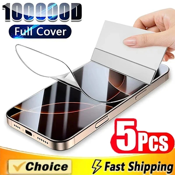 5 st Hydrogel Film för IPhone 16 14 13 12 11 15 Pro Max Mini 7 8 14 15 16 Plus Skärmskydd för IPhone X XR XS MAX Inte Glas For iPhone 12 Mini Hydrogel film
