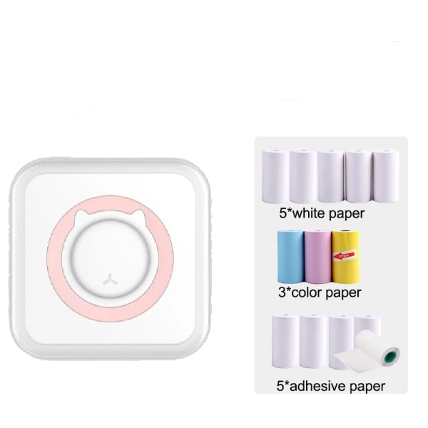 Miniskrivare Bärbar Pocket Etikett Thermal självhäftande klistermärke Skrivare trådlöst Bluetooth Bläckfritt självhäftande papper Print pink 13