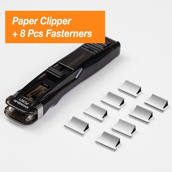 Khinsun Pappersklipper Häftställare Push Klämningsfil Dokument Bindning Verktyg Stapling Maskin Pappersklipp Med Påfyllningar Kontorsmateriel Black