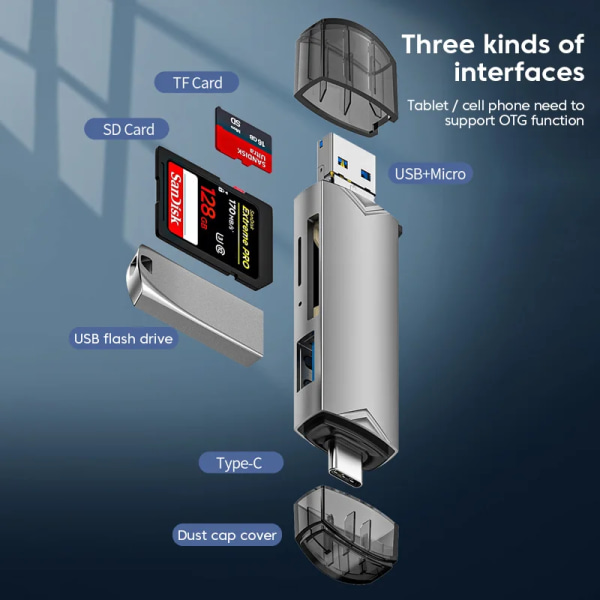 Olaf – lecteur de carte Micro sd de Type C à USB OTG, adaptateur 6 en 1, clé USB 3.0 TF 5 in 1  pull head
