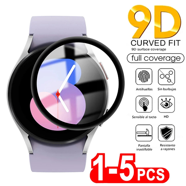 9D Skärmskydd med böjda kanter för Samsung Galaxy Watch 5 Pro 45mm Skyddsfilm för Galaxy Watch Active 4 2 40mm 44mm Film 5PCS Watch Active 4 44mm
