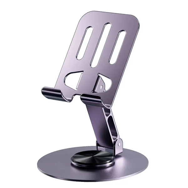 Helt i metall Aluminium 360° Roterande Mobiltelefonhållare Universalfäste Vikbar Dubbelaxeldesign Stabil Anti-fall Purple