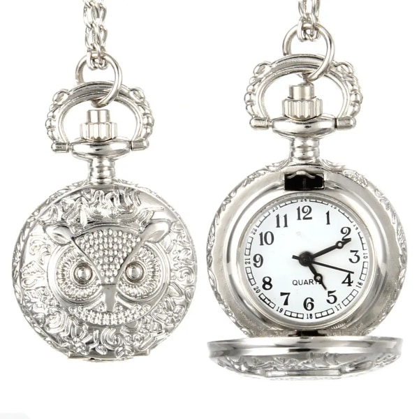 Vintage ficka liten watch Steampunk kvarts watch med kedja ihåligt cover Halsband brons färg legering fob klocka män gåva gear