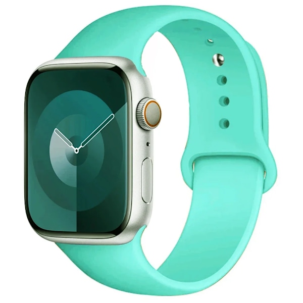 Silikonarmband för Apple Watch armband 44mm 45mm 40mm 41mm 42-38mm 45 mm sportarmband iwatch serie 8 7 6 5 4 3 SE 9 Ultra 2 49mm 50 Spearmint 38mm-40mm-41mm M-L