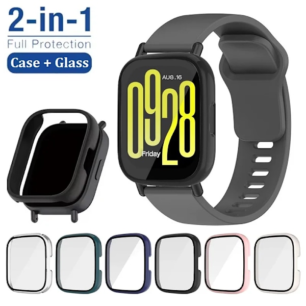 Fullständigt skyddsfodral för Redmi Watch 5 Lite/Active, stötfångarskal & härdat glas för Redmi Watch 5 Lite/Active Clear Redmi Watch 5 Active