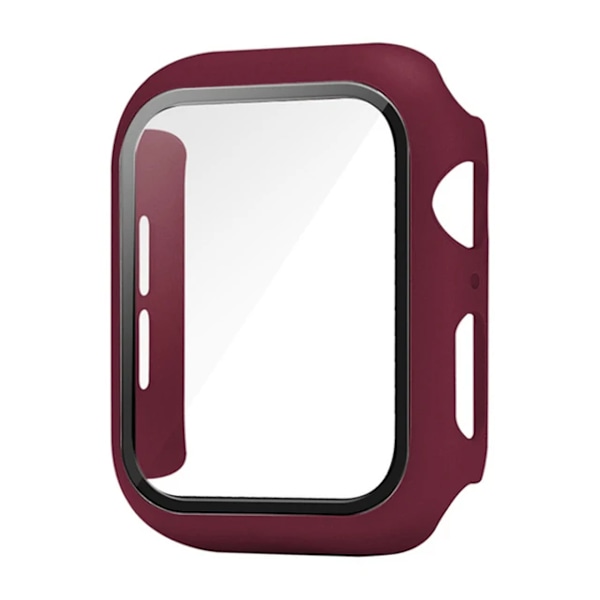 Glas+Skal För Apple Watch Fodral 9 8 7 6 SE 5 iWatch Tillbehör Skärmskydd Apple watch serie 44mm 40mm 41mm 45mm 42mm 38mm 18 wine red Series 123 38MM