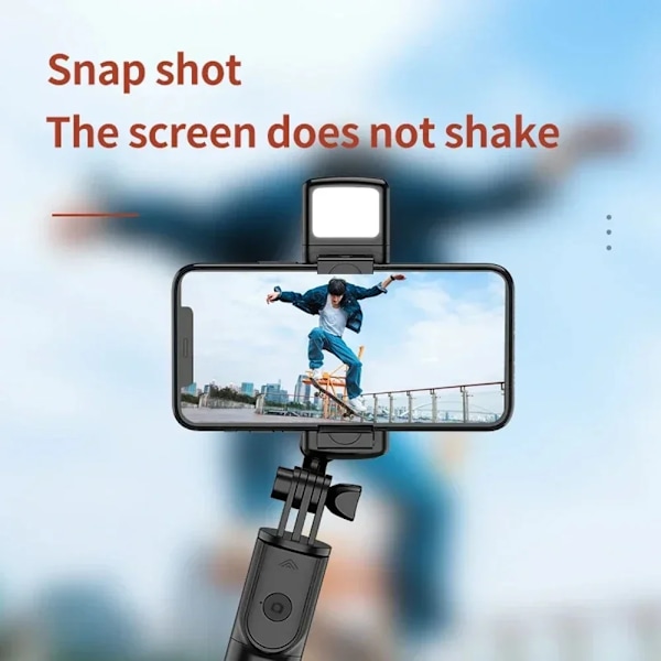 3-i-1 Bluetooth Trådlöst Selfie Stativ Med Fyllnadsljus Slutarfjärrkontroll Portabelt Vikbart Monopod För iPhone Smart Telefon black