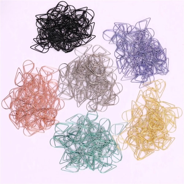 50 Pcs Metal Material Släpp Form Pappersklipp Guld Silver Färg Rolig Kawaii Bokmärke Kontor Shool Postmarkering Klipa Orange