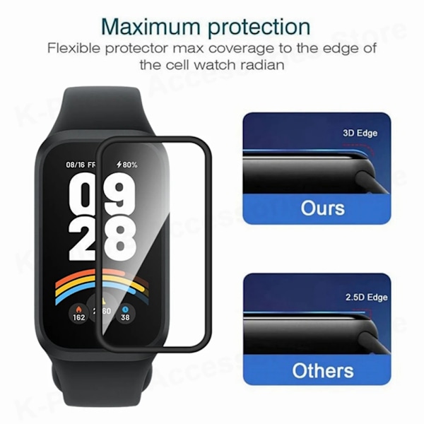 3D Böjd Kant Film För Xiaomi Smart Band 9 Active HD Mjukt Smart Klocka Skärmskydd Ej Glas För Redmi Band 3 3 Tillbehör 2Pcs For Mi Band 9 Active