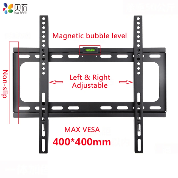 Stöd väggmålning TV universal pour la plupart des téléviseurs plasma LED på 26 till 55 påsar, VESA 400x400 mm och laddningskapacitet på 110 LBS PTS0017-4