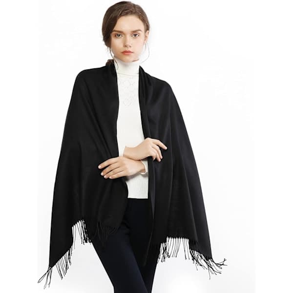Dame Tørklæder Pashmina Sjaler og Slå-om til Bryllup Tørklæder til Kvinder Vinter Sort, A