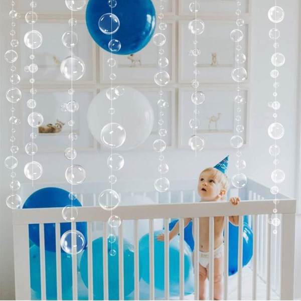 2m vita bubbelgirlander för dekorationer av Den lilla sjöjungfrun-festen 2D bubbelgirlang hängande bubblor för festtillbehör