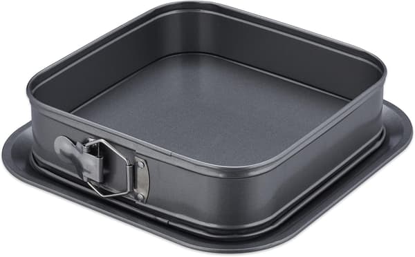 Firkantet, 29x29 cm, med lekkasjebeskyttelse, stål, non-stick bakeform, kakeform, antrasitt, rustfritt stål
