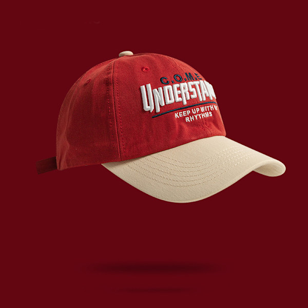 Baseballkeps för tung industri med färgmatchning, herr och dam, mjuk keps med bokstav, hiphop, solskydd Red