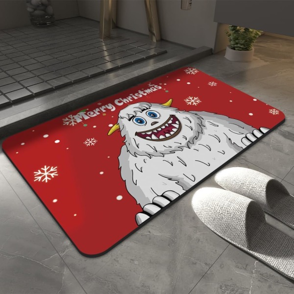 Julbadmattor Halkfri badmatta Absorberande badkar med gummibaksida för badrumsinredning Duschgolvmatta (31,4x19,6tum, Snowman Monster)