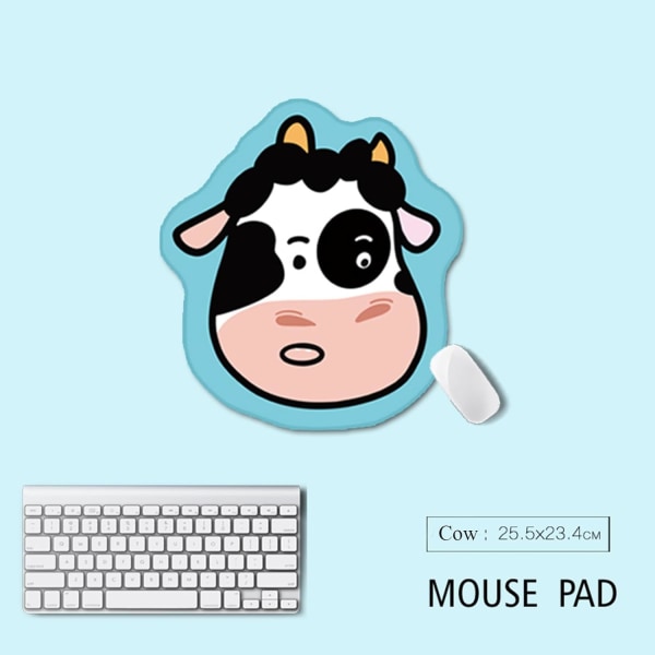 Komusmatta Söt kontorsmusmatta Tecknad design för bärbar dator Kawaii Cat Skrivbordstillbehör (Blue Cow)