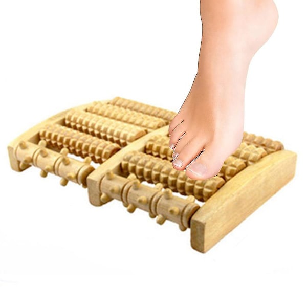 Dobbelt Fodmassager - Træmassage Rulle Kompatibel Med Plantar Fasciitis, Stress, Hæl- Og Svangsmerter - Shiatsu Dybvævsterapi Med Refleksologi