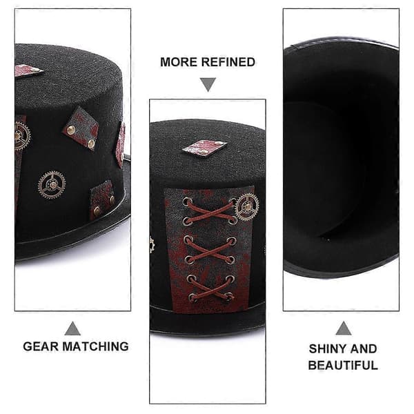 Hodeplagg i punkstil Halloween-hodeplagg for cosplay 2 stk svarte hatter