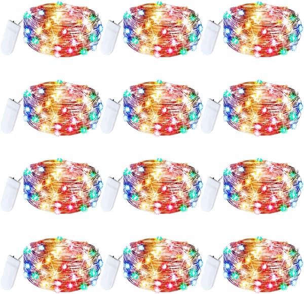 12 pcs String Lights, 20 LED Copper Wire Battery Operated, Multicolor colorful