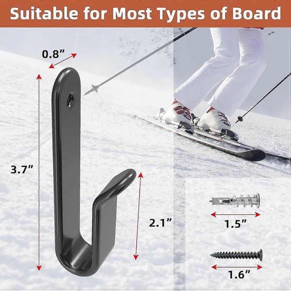 Horisontale vægmonteringsclips til snowboard, vægstativ til snowboard, opbevaring til snowboardmontering, vægmontering til snowboarddisplay 4Pcs
