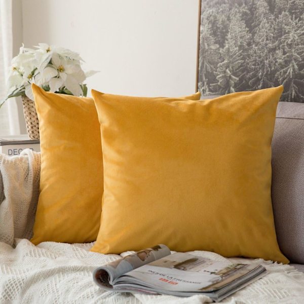 Sæt med 2 dekorative fløjls pudebetræk Sofa pudebetræk Blød behagelig dekoration Hjem Stue Soveværelse til sofa 40X40CM Gul Orange
