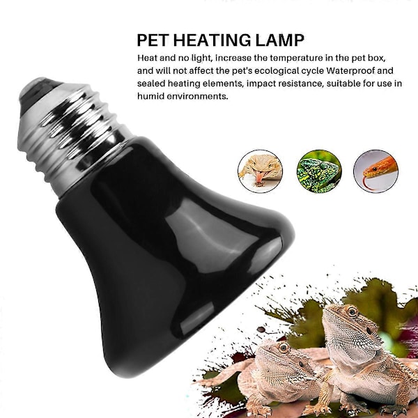 Varm E27 Kæledyrs Varmelampe Sort Infrarød Keramisk Emitter Varme Pære Kæledyrs Rugemaskine Reptil Lampe 220 75W
