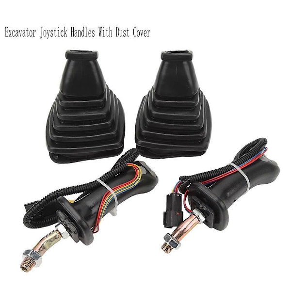 2 stk. 3-knapps gravemaskin joystickhåndtak med støvdeksel for Doosan DX150 215 225 300 3709C Black