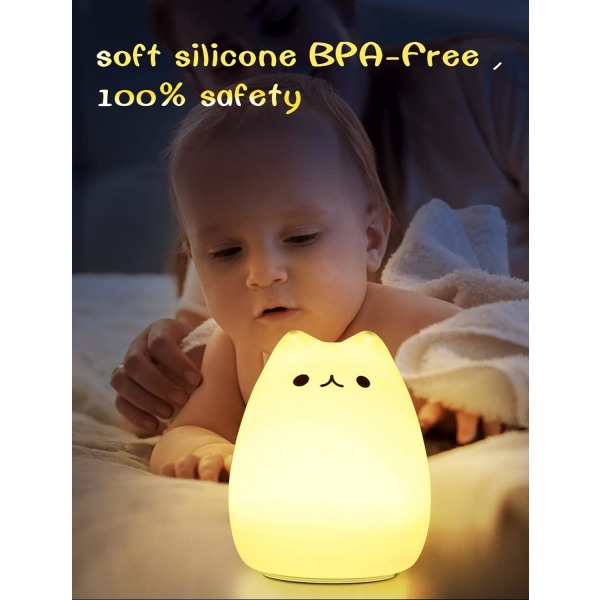 Nattlampor för barn, nattlampor för kattungar med fjärrkontroll, 7 färger Kawaii-lampor, rumsinredning, USB laddningsbart, härligt ljus, presenter