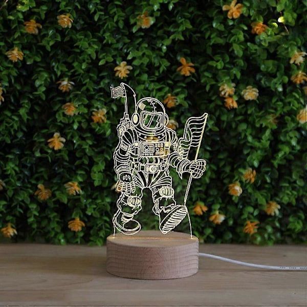 Astronaut Lys Led Astronaut Figur Natlampe Dekor Akryl til Søvn Sengelampe Barn
