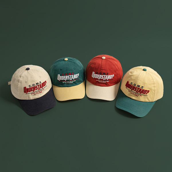 Baseballkeps för tung industri med färgmatchning, herr och dam, mjuk keps med bokstav, hiphop, solskydd Beige